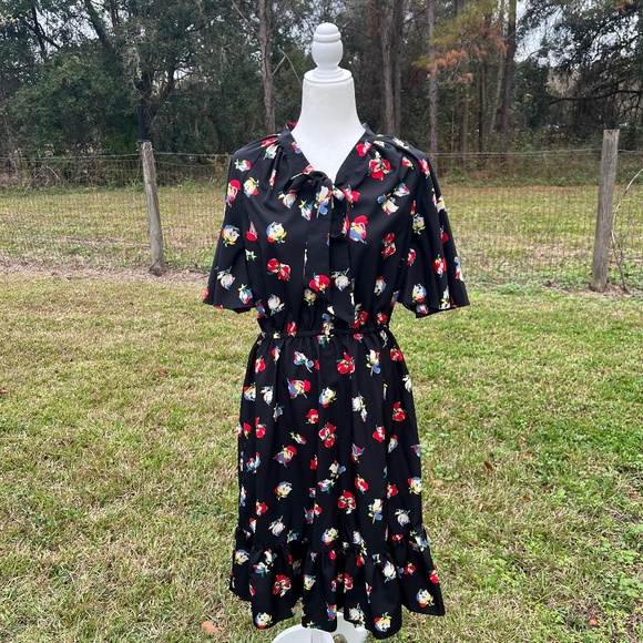 Ralph Lauren Floral Tie Neck Midi Dress - Picture 1 of 6